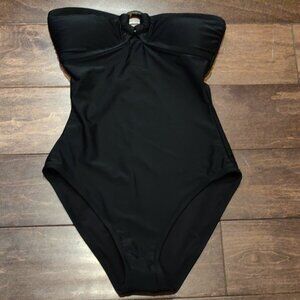 J. Crew Tortoise Ring Bandeau One Piece Swim Suit Black SIZE XS NEW WITH TAGS